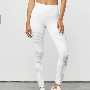 Alo Yoga High Waist Moto Legging Mesh White